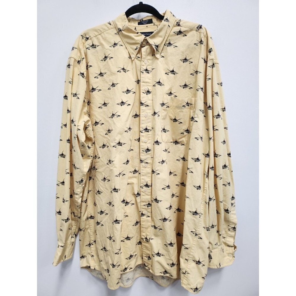 Nautica Men's Tan Printed Button Down Shirt